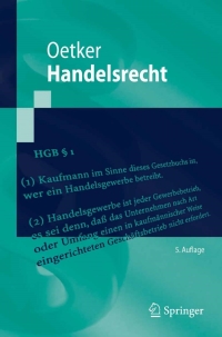 Cover image: Handelsrecht 5th edition 9783540338147