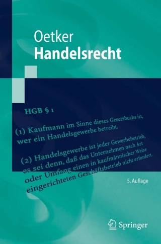 Imagen de portada: Handelsrecht 5th edition 9783540338147
