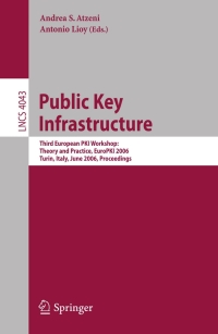 Imagen de portada: Public Key Infrastructure 1st edition 9783540351511