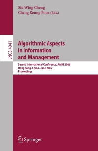 Titelbild: Algorithmic Aspects in Information and Management 1st edition 9783540351573