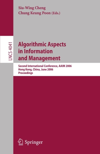 Imagen de portada: Algorithmic Aspects in Information and Management 1st edition 9783540351573