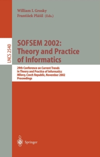 Cover image: SOFSEM 2002: Theory and Practice of Informatics 1st edition 9783540001454