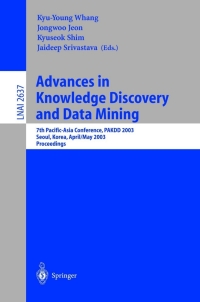 Imagen de portada: Advances in Knowledge Discovery and Data Mining 1st edition 9783540047605