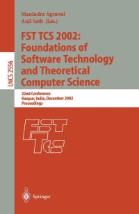 Cover image: FST TCS 2002: Foundations of Software Technology and Theoretical Computer Science 1st edition 9783540002253