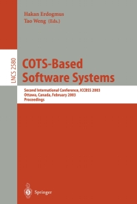 Cover image: COTS-Based Software Systems 1st edition 9783540005629