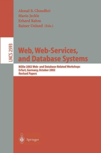 Titelbild: Web, Web-Services, and Database Systems 1st edition 9783540007456
