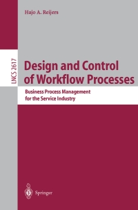 Cover image: Design and Control of Workflow Processes 9783540011866