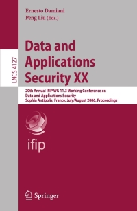 Cover image: Data and Applications Security XX 1st edition 9783540367963