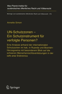 Imagen de portada: UN-Schutzzonen - Ein Schutzinstrument für verfolgte Personen? 9783540281054