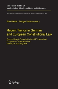 Cover image: Recent Trends in German and European Constitutional Law 1st edition 9783540346678