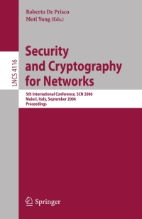 Imagen de portada: Security and Cryptography for Networks 1st edition 9783540380801