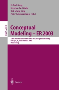 Imagen de portada: Conceptual Modeling -- ER 2003 1st edition 9783540202998