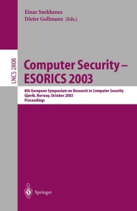 صورة الغلاف: Computer Security - ESORICS 2003 1st edition 9783540203001