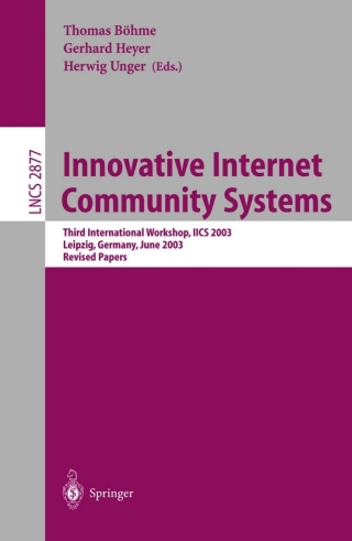 Imagen de portada: Innovative Internet Community Systems 1st edition 9783540204367