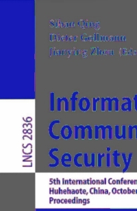 Imagen de portada: Information and Communications Security 1st edition 9783540201502