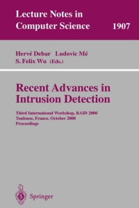 Cover image: Recent Advances in Intrusion Detection 1st edition 9783540410850