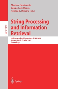 Cover image: String Processing and Information Retrieval 1st edition 9783540201779