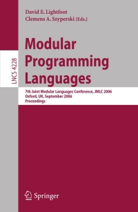 Cover image: Modular Programming Languages 1st edition 9783540409274
