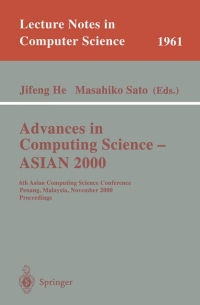 Cover image: Advances in Computing Science - ASIAN 2000 1st edition 9783540414285