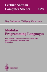 Cover image: Modular Programming Languages 1st edition 9783540679585