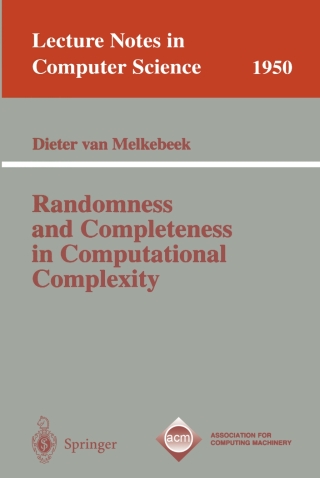 Cover image: Randomness and Completeness in Computational Complexity 9783540414926