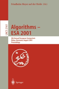 Imagen de portada: Algorithms - ESA 2001 1st edition 9783540424932