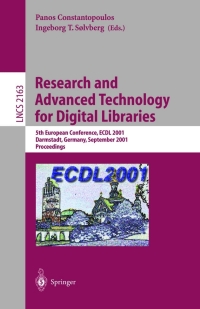 表紙画像: Research and Advanced Technology for Digital Libraries 1st edition 9783540425373