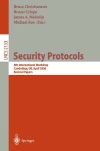 Imagen de portada: Security Protocols 1st edition 9783540425663