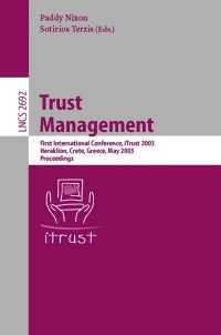 Imagen de portada: Trust Management 1st edition 9783540402244