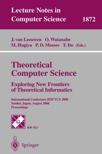 Cover image: Theoretical Computer Science: Exploring New Frontiers of Theoretical Informatics 1st edition 9783540678236