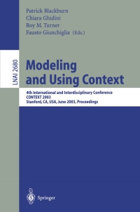 Imagen de portada: Modeling and Using Context 1st edition 9783540403807