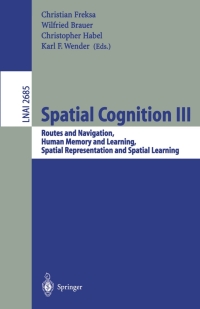 Immagine di copertina: Spatial Cognition III 1st edition 9783540404309