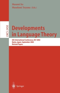 Imagen de portada: Developments in Language Theory 1st edition 9783540404316