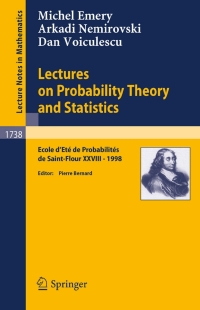 Imagen de portada: Lectures on Probability Theory and Statistics 9783540677369