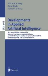 Imagen de portada: Developments in Applied Artificial Intelligence 1st edition 9783540404552