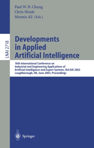 Cover image: Developments in Applied Artificial Intelligence 1st edition 9783540404552