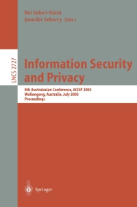 Imagen de portada: Information Security and Privacy 1st edition 9783540405153