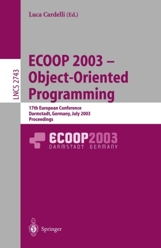 Cover image: ECOOP 2003 - Object-Oriented Programming 1st edition 9783540405313