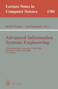 Imagen de portada: Advanced Information Systems Engineering 1st edition 9783540676300