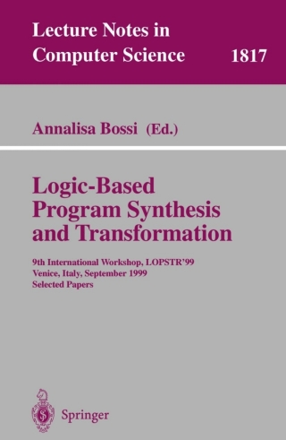 Cover image: Logic-Based Program Synthesis and Transformation 1st edition 9783540676287