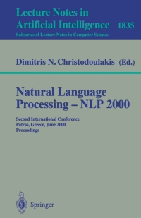 Immagine di copertina: Natural Language Processing - NLP 2000 1st edition 9783540676058