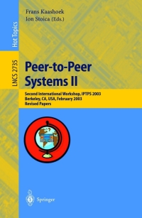 表紙画像: Peer-to-Peer Systems II 1st edition 9783540407249