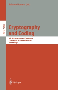 Titelbild: Cryptography and Coding 1st edition 9783540430261
