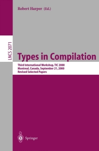 صورة الغلاف: Types in Compilation 1st edition 9783540421962