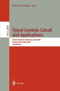 Cover image: Typed Lambda Calculi and Applications 1st edition 9783540419600