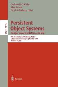 Imagen de portada: Persistent Object Systems: Design, Implementation, and Use 1st edition 9783540427353