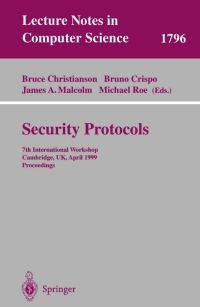 Imagen de portada: Security Protocols 1st edition 9783540673811