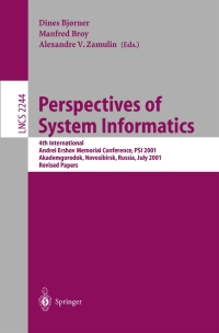 Titelbild: Perspectives of System Informatics 1st edition 9783540430759