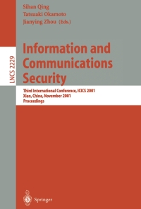 Cover image: Information and Communications Security 1st edition 9783540428800