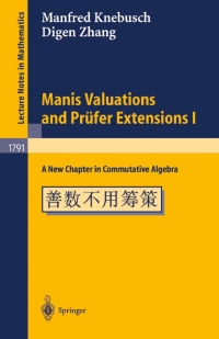 Imagen de portada: Manis Valuations and Prüfer Extensions I 9783540439516